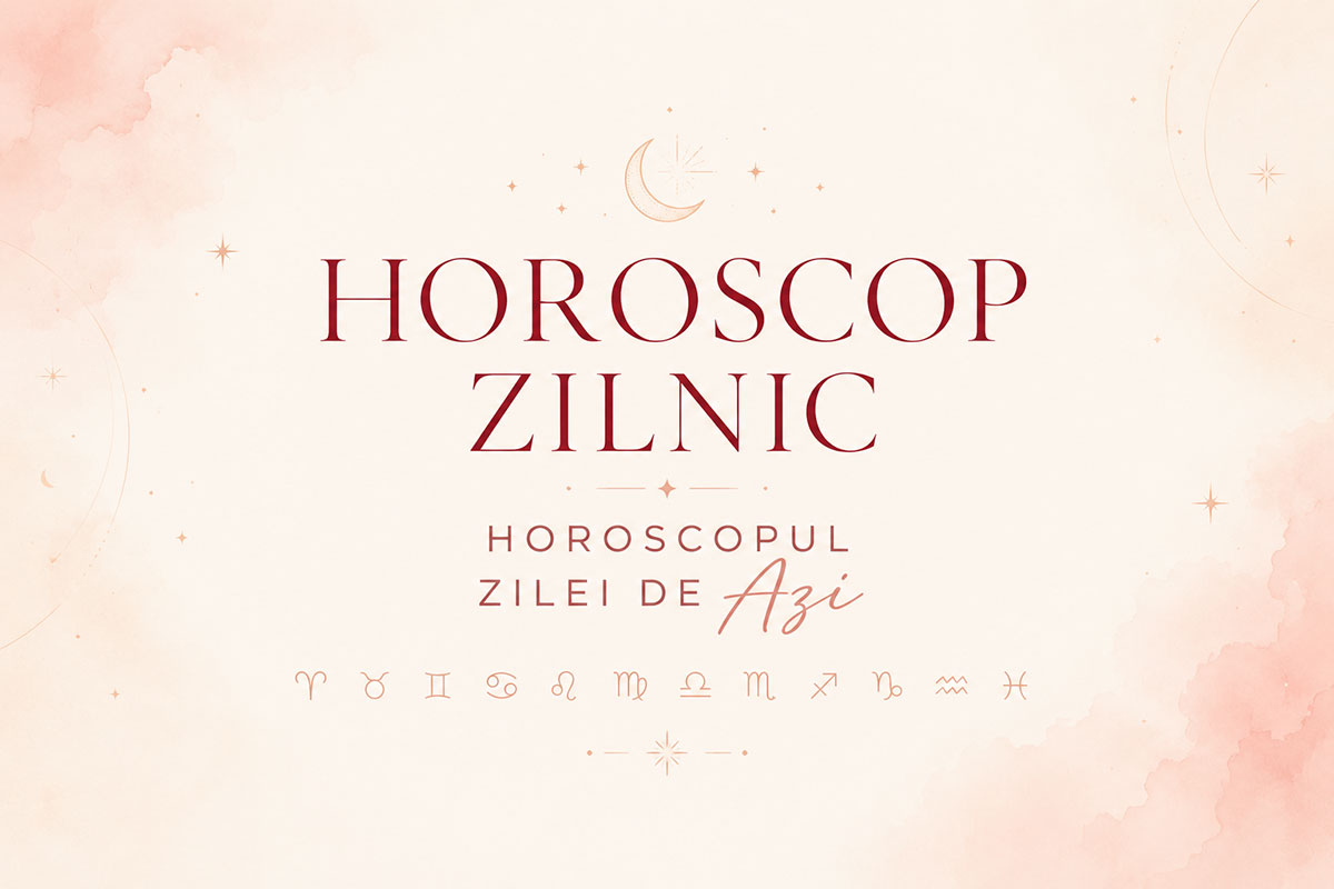 Horoscop zilnic cu simboluri zodiacale pe fundal pastel